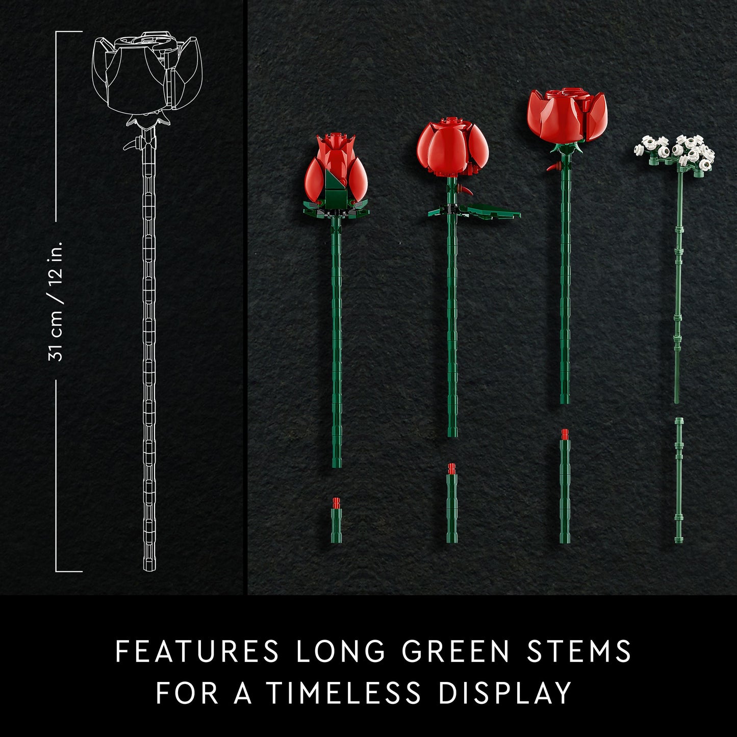 LEGO 10328 Bouquet of Roses length 31CM