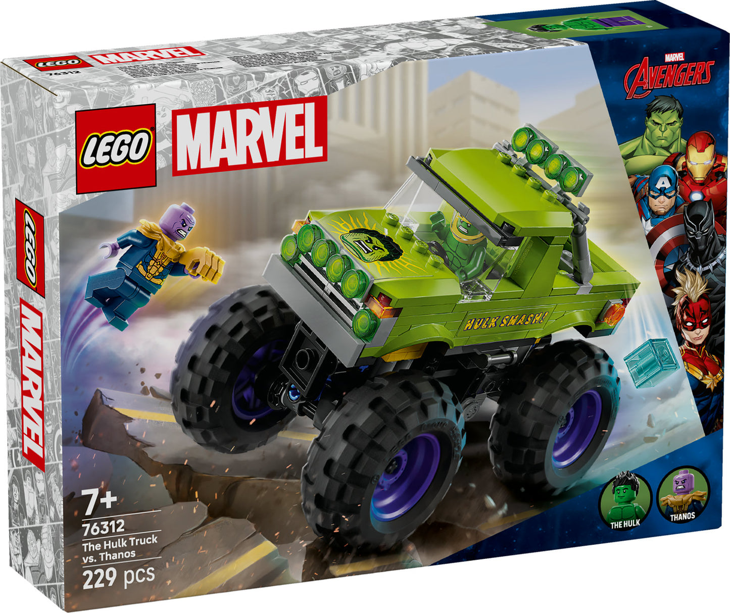 76312 LEGO® ǀ Marvel The Hulk Truck vs. Thanos Super Hero Building Toy Vehicle
