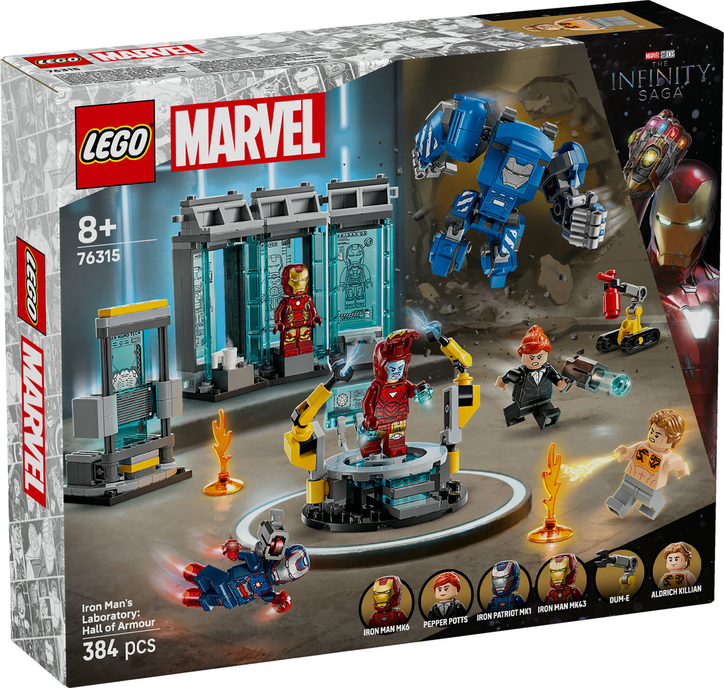 76315 LEGO Marvel Iron Man’s Laboratory: Hall of Armor with Minifigures