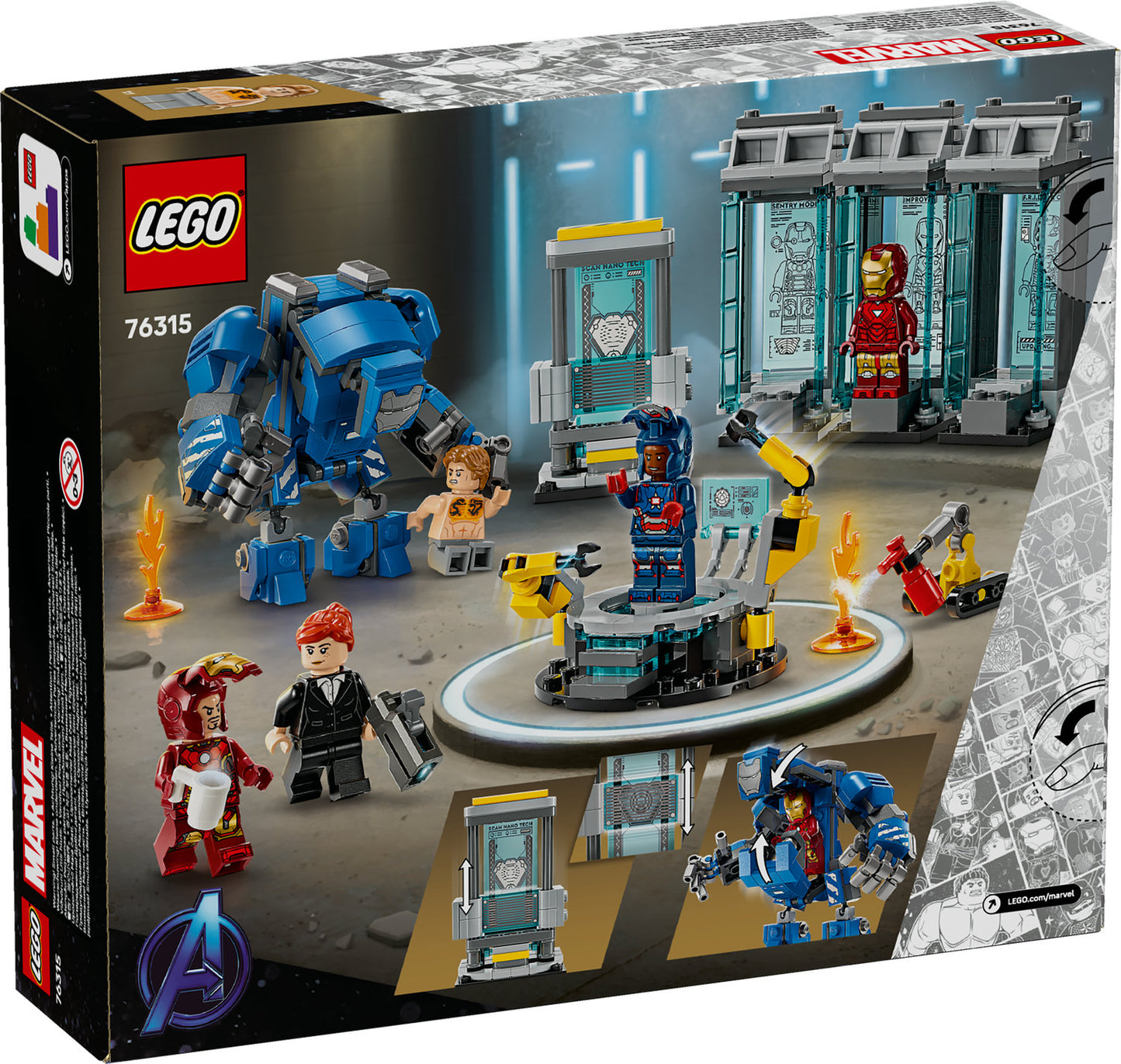76315 LEGO Marvel Iron Man’s Laboratory: Hall of Armor with Minifigures