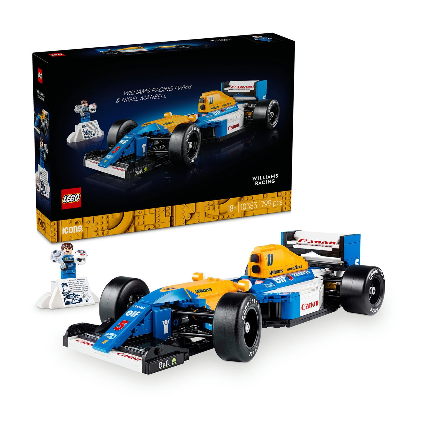 10353 LEGO Icons Williams Racing FW14B & Nigel Mansell Home Office Desk Decor