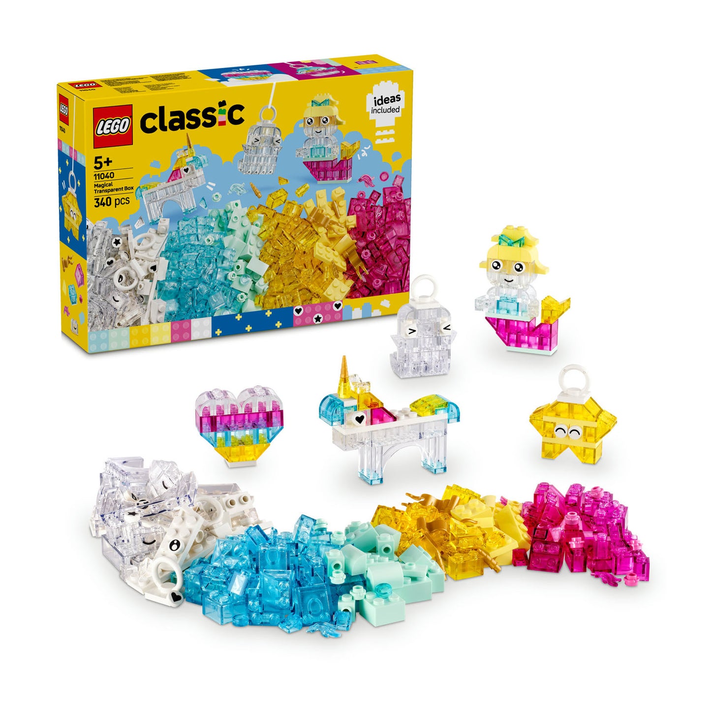 11040 LEGO Classic Magical Transparent Box, Colorful Building Bricks Toy