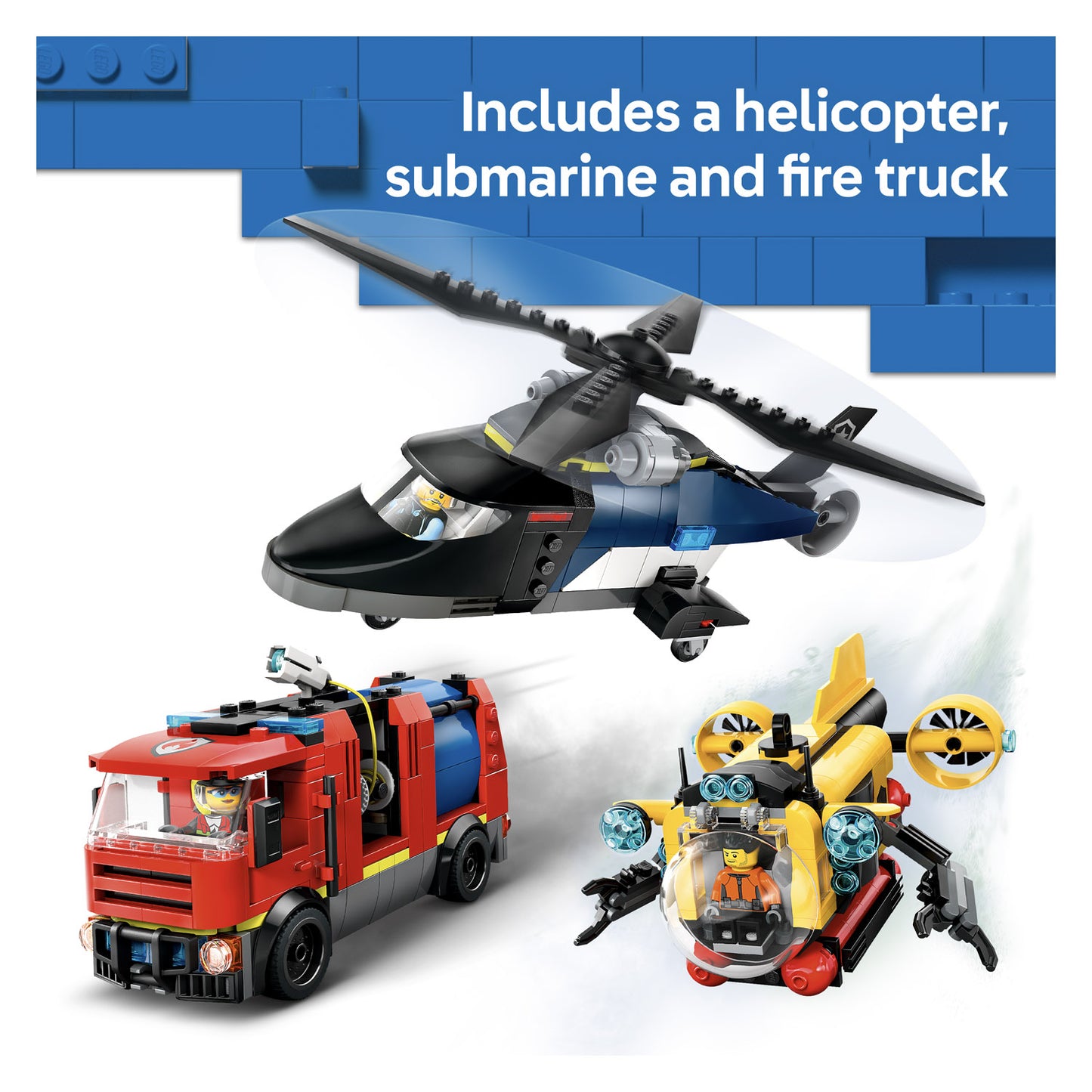 60462 LEGO City Helicopter, Fire Engine & Submarine Remix