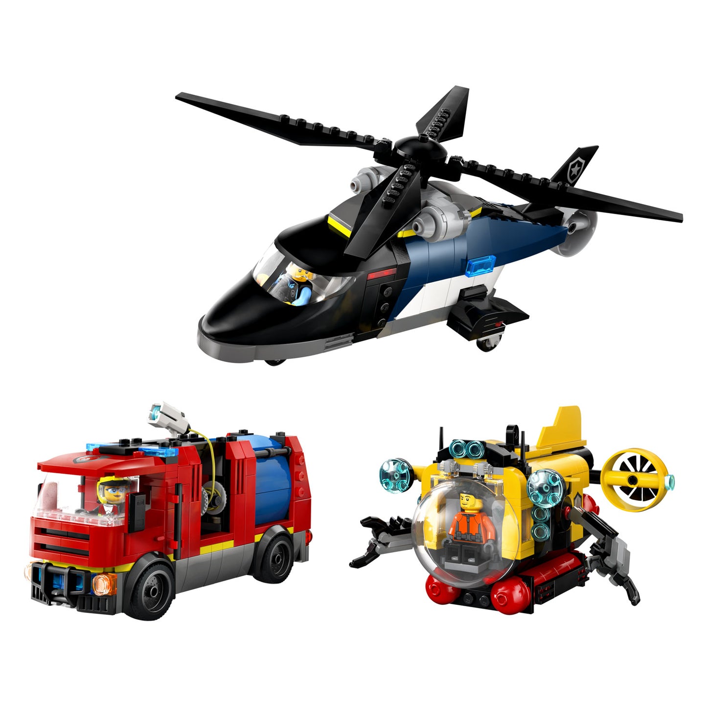 60462 LEGO City Helicopter, Fire Engine & Submarine Remix