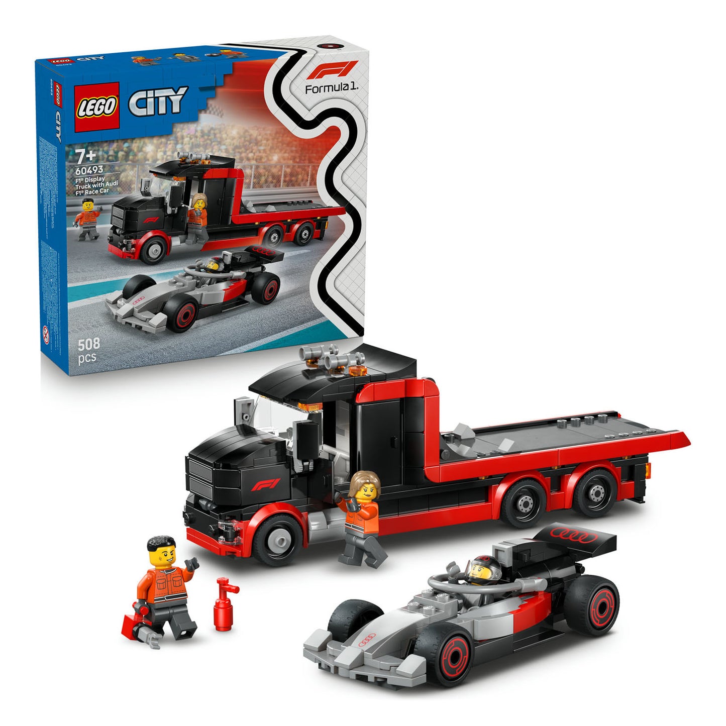 60493 F1 Display Truck with Audi F1 Race Car