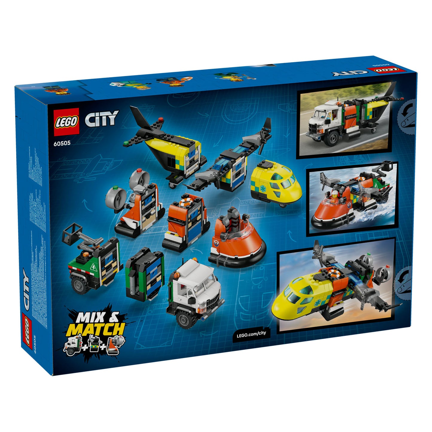60505 LEGO City Airplane, Service Truck & Hovercraft Remix