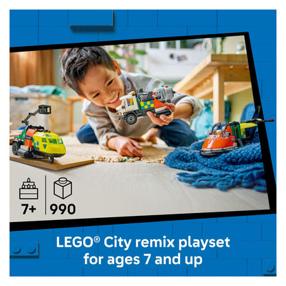 60505 LEGO City Airplane, Service Truck & Hovercraft Remix