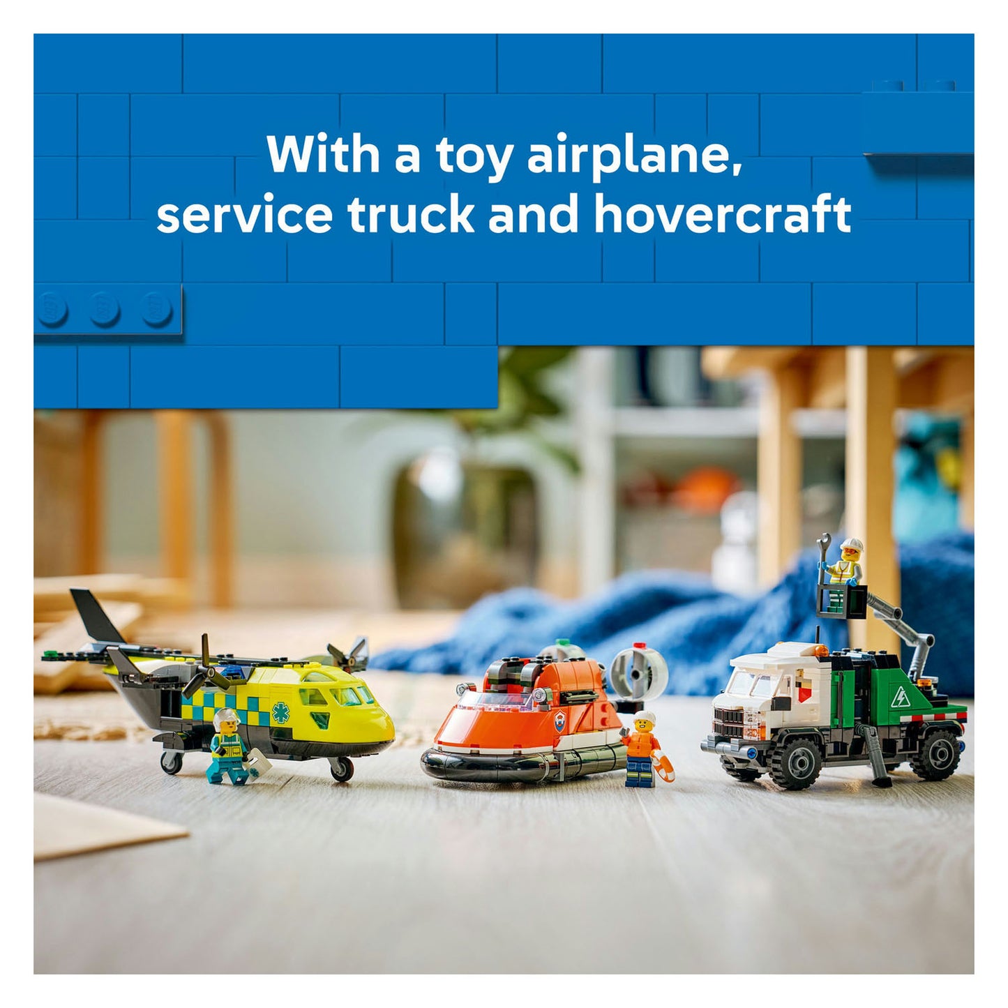 60505 LEGO City Airplane, Service Truck & Hovercraft Remix