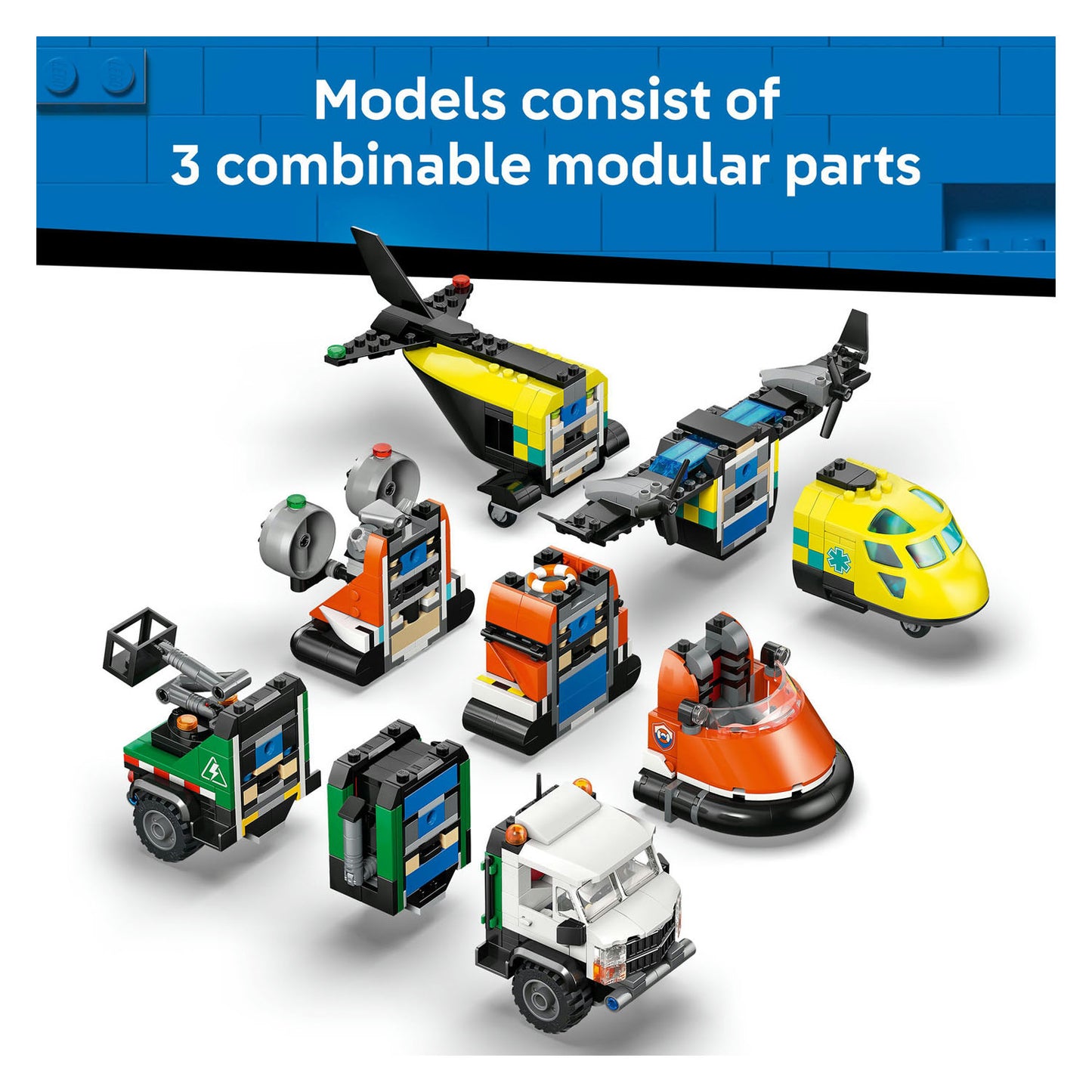 60505 LEGO City Airplane, Service Truck & Hovercraft Remix